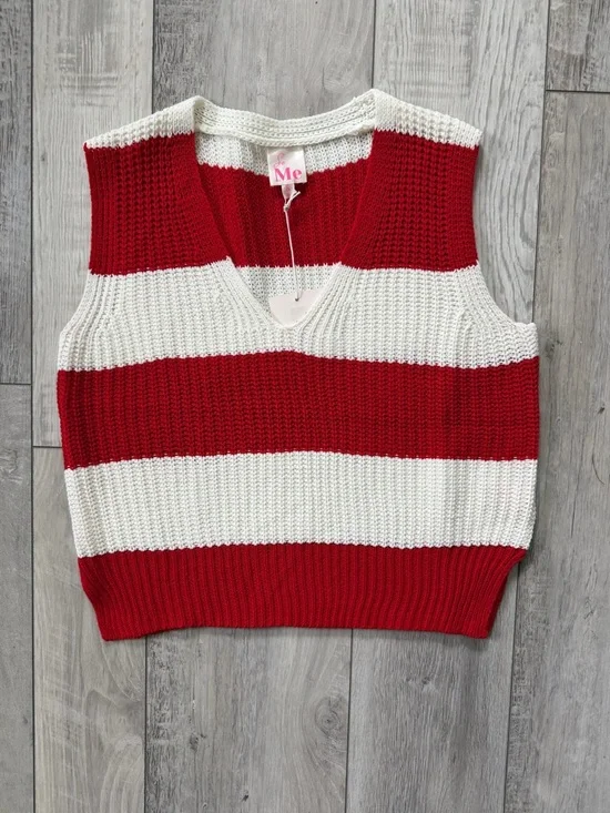 NWT SoMe Rane Red & White Striped Knit Sleeveless Vest size small - Picture 5 of 8